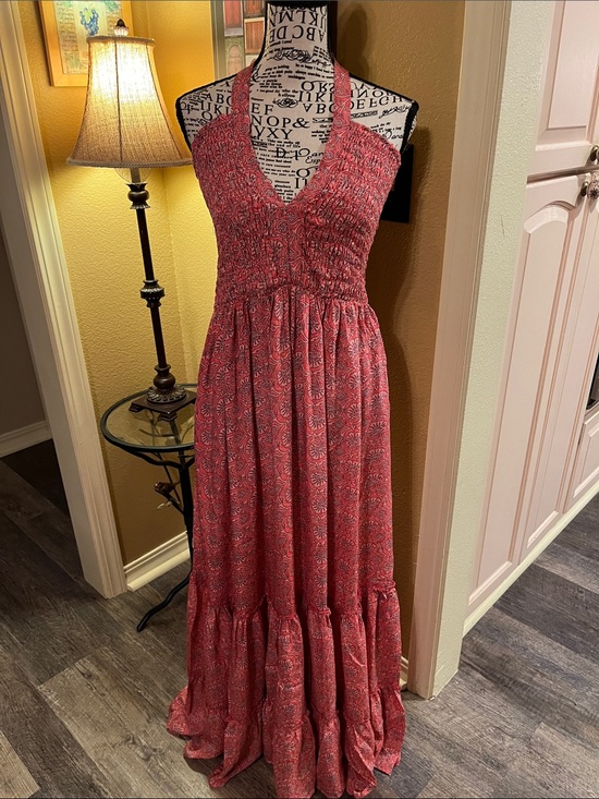 RAGA Dresses & Skirts - Smocked Halter Maxi Dress in Dusty Rose slinky and soft